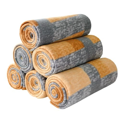 ZYFZCYBL Fleece Throw Blanket Blankets Bulk 6 Pack Soft Lightweight for Cozy Polar Fleece 50 x 60 Solid Pet-Friendly Colorful Bed Sofa Couch Fleece Fabric Travel Wedding Gift（Yellow and Grey） - color: Plaid (Yellow and Grey)