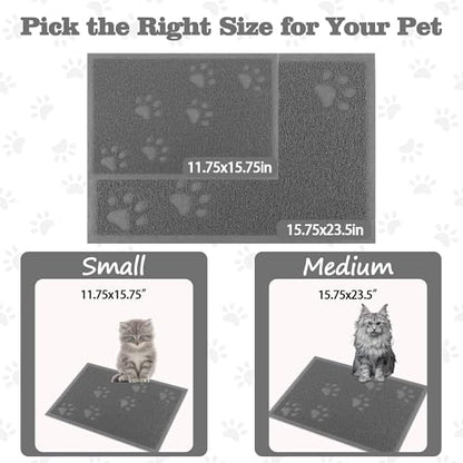 Darkyazi Cat Litter Box Mat for Floor Litter Trapping Mat Non-Slip Backing, Scatter Control, Easy Clean, Water Resistant, Soft on Paws (15.75" x 11.75",Grey) - color: Grey