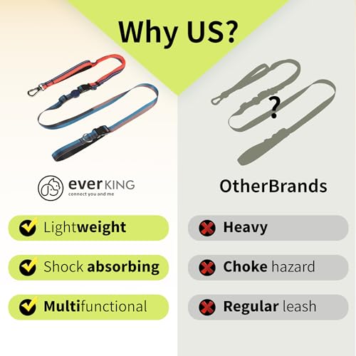 ‌EVERKING 6ft Hands-Free Dog Leash - 6-in-1 Adjustable with 360° Rotating Buckle, Night Reflective & Shock Absorbing for Large/Small Dogs (Up to 120lbs) (Dark Blue) - color: Dark blue