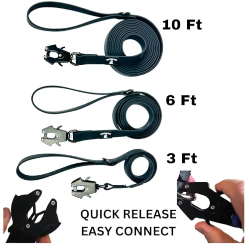 Heavy Duty Waterproof Dog Leash - Large Scissor Frog Quick Release Clasp, PVC Rubber Coated Nylon Training Lead for Large and X-Large Dogs, Odor Free, Durable, Easy to Clean, Nonslip Grip, Secure Hold - size: 10FTLG