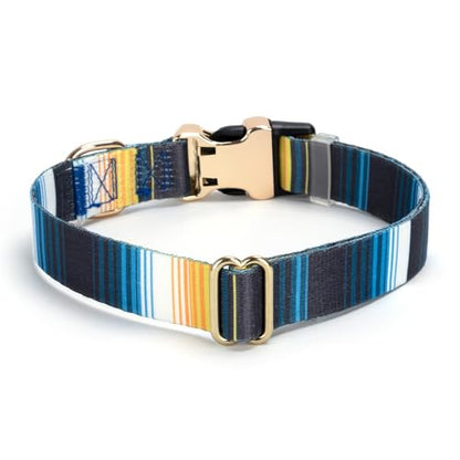 Personalized Custom Customized Silent No Jingle Dog Collar with Engraved ID Dog Name Phone Number/Dog Collars for Puppy X-Small Small Medium Large X-Large Boy Girl Dogs-Blue Stripe-S - color: 10 Blue Stripe, size: Small (0.6" * 10"-15.3")