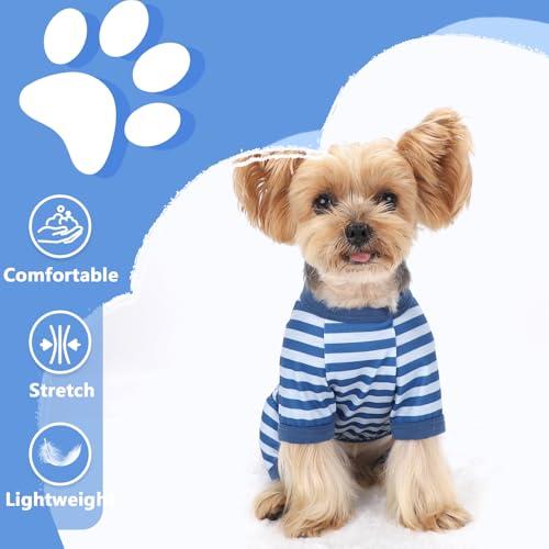 Dog Pajamas, Stretchy Puppy Jammies Onesie, Comfy Doggie Striped Pjs, Lightweight Soft Puppy Outfit, Dogs Clothes for Small Size Girl Boy(Blue,XS) - color: Blue, size: X-Small (Chest 12.2 in)