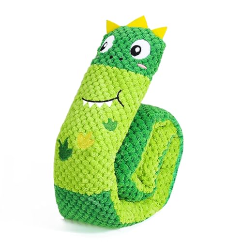Hide and Seek Plush Dog Toys for Small Medium Dogs, Long Foldable Squeaky Chew Pet Toys with Sounder, Interactive Puzzle Treat Dispensing Machine, Tug of War Snuffle for Indoor Play (Dinosaur) - color: Green Dinosaur