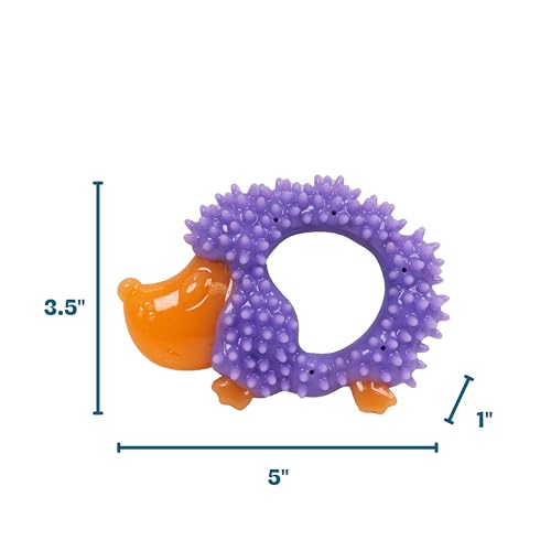Cutie Chewies Hedgehog Dental Dog Chew Toy — Multi-Textured, Massages Gums, Floats & Bounces for Teething Puppies & Small Dogs, 5" x 3.5" x 1" - color: Hedgehog