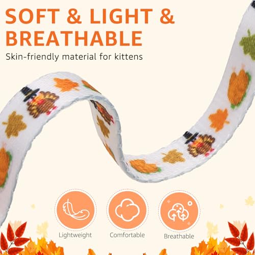 SCENEREAL Fall Thanksgiving Cat Bandana Collar with Bell Bowtie - 2 Pack Breakaway Kitten Collars, Adjustable Cute Pet Accessories for Cats and Small Dogs - color: Bandanas & Bow (Thanksgiving Print)