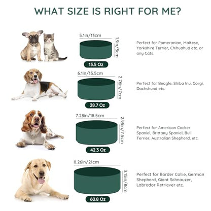 SPUNKYJUNKY 13.5OZ Ceramic Dog and Cat Bowl, Modern Cute Weighted Food Water Bowl for Replacement Green (2 Pack) - color: Green, size: 1.7 CUPS × 2