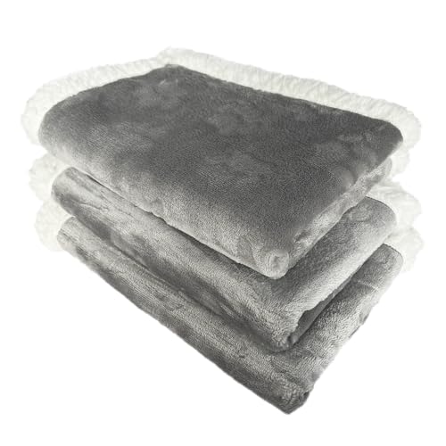 Qeils 1 Pack 3 Dog Blankets for Small Dogs - 3 pcs Waterproof Dog Blanket Washable - Soft Sherpa Fleece Puppy Blanket for Kitten Doggy, Warm Cat Blankets for Indoor Cats, 16"X23", Grey - color: Grey, size: 16"x23" (Pack of 3)