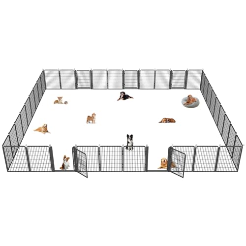 Low Threshold Dog Playpens Fence Indoor, 40 inch 38 Panels Heavy Duty Metal Outdoor Pet Playpen for Large/Medium/Small Dogs, Tall Dog Play Exercise Pens Outside - color: 38 Panels-40 Inch