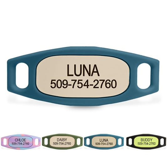 GoTags Lifestyle Silent Dog Tag, Personalized Engraved Silicone and Cat Name Pet ID Tags, Soundless Quiet Slide On Nameplate for Collars, No More Jingling Tags (Beach Glass, Small) - color: Lifestyle Beach Glass, size: Small (Pack of 1)