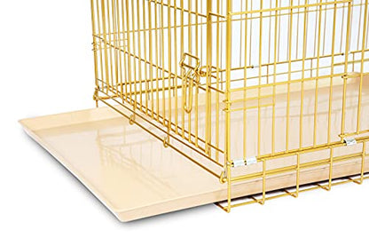 HOMEY PET 42" Gold Folding Dog Crate, Dog Cage for Large Dog Kennels with Pull Out Tray(No Floor Grid)