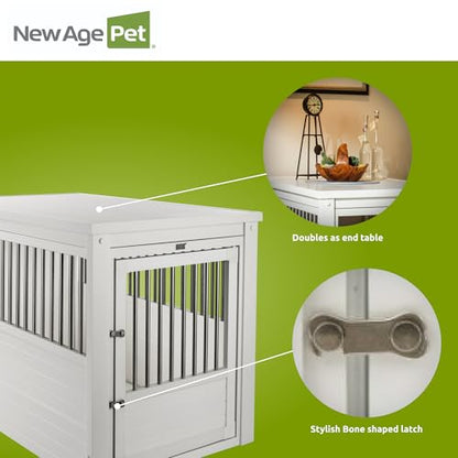 New Age Pet EHHC404XL ecoFLEX Pet Crate/End Table, Antique White, X-Large - color: Antique White, size: 42.6"L x 27.6"W x 30.9"H