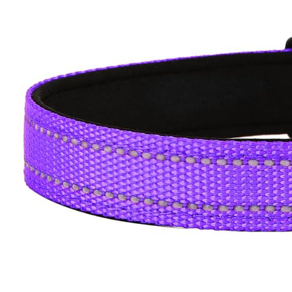 Reflective Dog Collar, Adjustable Soft Neoprene Padded Nylon Pet Collars with Buckle for Puppy and Small Dogs, Cats, Purple,XS - color: Purple, size: X-Small