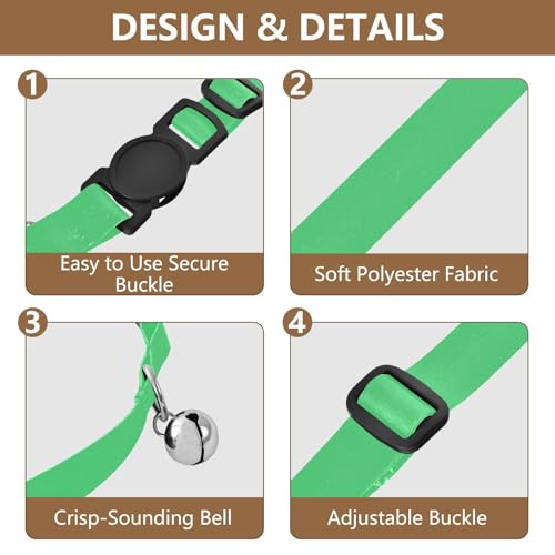 Cats Collar 2 Pack Collar for Cats Adjustable 10.6 to 17.1 Inches - color: Turquoise Green