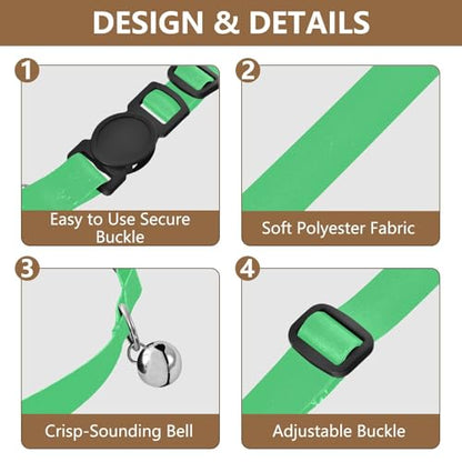 Cats Collar 2 Pack Collar for Cats Adjustable 10.6 to 17.1 Inches - color: Turquoise Green