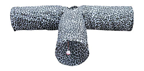 Feline Ruff 3 Way Cat Tunnel. Extra Large 12 Inch Diameter and Extra Long. A Big Collapsible Play Toy. Wide Pet Tunnel Tube for Rabbits, Kittens, Large Cats, and Dogs (Animal Print) - color: Animal Print