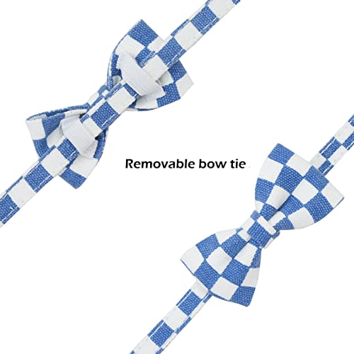 Bowtie Cat Collars Breakaway with Bell, Adjustable Cute Kitty Collars Safety Buckle Kitten Collar for Cat Puppy 7.5-11in (Blue Plaid) - color: Blue Plaid