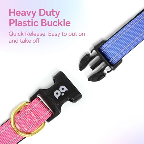 QQPETS Reflective Dog Collar with Soft Neoprene Padded Breathable Nylon Pet Collar Adjustable for Small Medium Large Dogs - color: Blue Pink, size: S