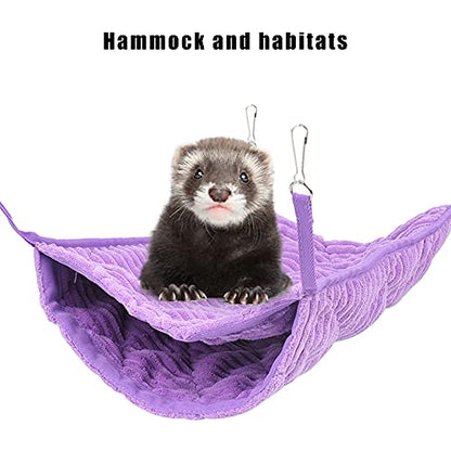 Large Ferret Hammock, Hanging Tunnel Bed for Cage Fit Rats Chinchilla - Purple - color: Purple