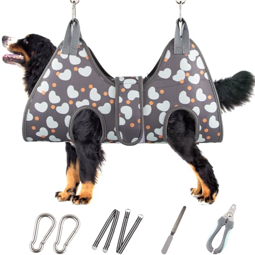 ATESON Dog Grooming Hammock for XXL Large Dogs with Nail Clippers/Nail Trimmers, Dog Grooming Harness for Nail Trimming, Pet Grooming Sling Helper - size: XXL for Giant Dogs 130LB