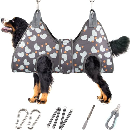 ATESON Dog Grooming Hammock for XXL Large Dogs with Nail Clippers/Nail Trimmers, Dog Grooming Harness for Nail Trimming, Pet Grooming Sling Helper - size: XXL for Giant Dogs 130LB
