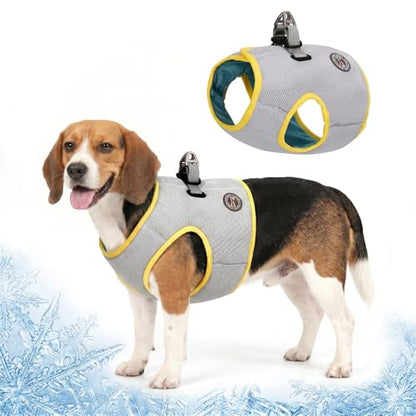 Dog Cooling Vest with Instant Chill-Heat Reflective Mesh Evaporative Dog Cooling Shirt,Adjustable Quick Release Cooling Harness for Dogs for Summer Walking,Hiking & Hot Weather (Large) - size: Large（Chest Girth 19.7-22‘’）