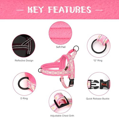Didog No Pull Dog Harness with Soft Padded, Easy Walk Dog Harness with Quick Release Buckle, Adjustable & Reflective Pet Harness with Soft Padded for Small Medium Dogs (S:Chest 19-22", Pink) - color: Pink, size: S:Chest 19-22", Fit 15-25 lbs