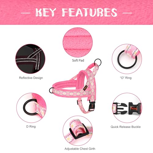 Didog No Pull Dog Harness with Soft Padded, Easy Walk Dog Harness with Quick Release Buckle, Adjustable & Reflective Pet Harness with Soft Padded for Medium Large Dogs (L:Chest 26-33", Pink) - color: Pink, size: L:Chest 26-33", Fit 40-65 lbs