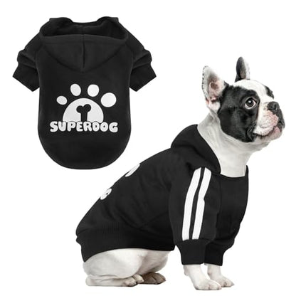 Dog Hoodie with Leash Hole, Pet Clothes Puppy Sweatshirt Dog Pullover Stylish Cat Apparel for Small Medium Dogs and Cats (Black, X-Large) - color: Black, size: X-Large