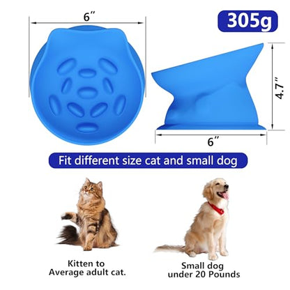 Slow Feed Cat Bowl, Elevated Cat Food Dish with Tilted Design, Dual-Use for Dry and Wet Food, Anti-Vomit, Anti-Choking, Easy to Clean - color: Blue, size: Big