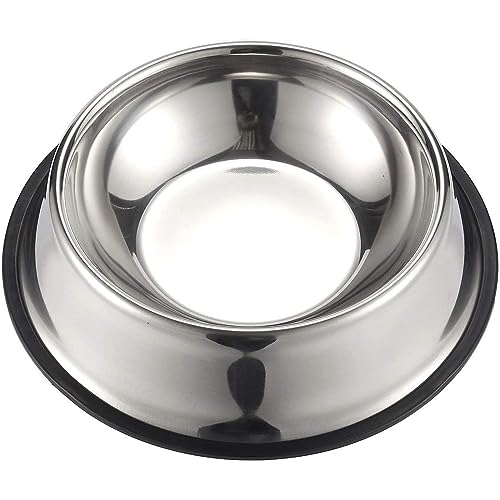 Juvale Stainless Steel Dog Bowls Set - Nonslip Dog Water Bowl Base - Dual Food & Water Pet Dishes - Dishwasher Safe Cat Dish - Pack of 2, 10 in Diameter