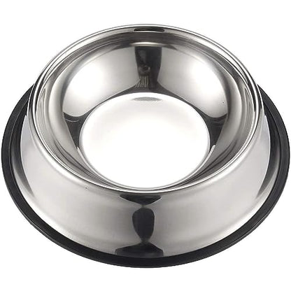 Juvale Stainless Steel Dog Bowls Set - Nonslip Dog Water Bowl Base - Dual Food & Water Pet Dishes - Dishwasher Safe Cat Dish - Pack of 2, 10 in Diameter