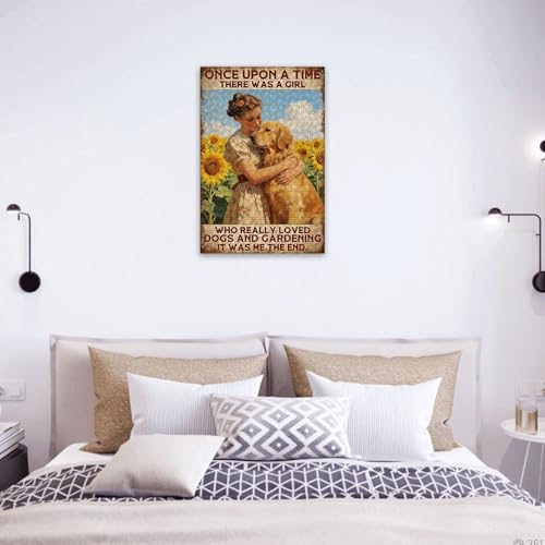 1000 Pieces Jigsaw Puzzles for Adults, Girl Loves Dogs & Gardening Golden Retriever Art Puzzle, Stress Relief Brain Teaser Gift 29.5x19.7 Inch - color: Wooden Puzzle15, size: 1000 Piece pcs