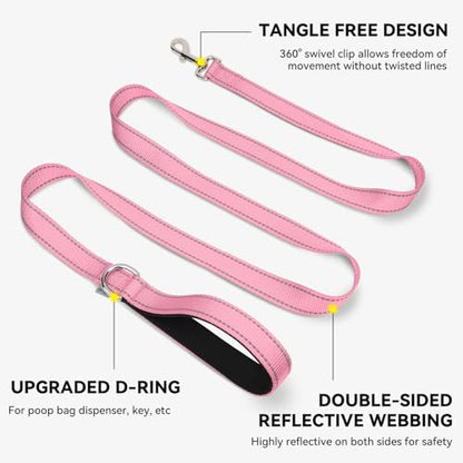 Joytale Dog Leash, 6 FT Double-Sided Reflective, Padded Handle Nylon Heavy Duty Leashes for Small Dogs Walking, Pink - color: Pink, size: 4 ft Narrow