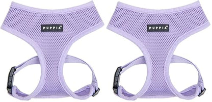 Puppia Soft Dog Harness No Choke Over-The-Head Triple Layered Breathable Mesh Adjustable Chest Belt and Quick-Release Buckle, Violet, Medium (Pack of 2) - color: Violet, size: Medium (Pack of 2)