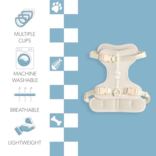HNS1002L Arlo Medium Adjustable Soft Padded No Pull Pet Harness with 3 Buckles and 3 Leash Clips, Bailey - color: Almond, size: Medium (Chest: 18 - 28")