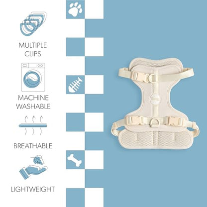 HNS1002L Arlo Medium Adjustable Soft Padded No Pull Pet Harness with 3 Buckles and 3 Leash Clips, Bailey - color: Almond, size: Medium (Chest: 18 - 28")