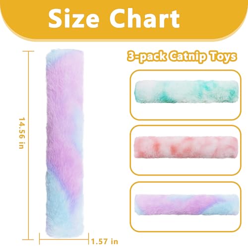 3 Pack Catnip Toys,Soft and Durable Cat Pillows Toys, Rich Color Catnip Toys,Indoor Interactive Cat Kicker Toy, Companion Toys for Cats (Pastel Set) - color: Pastel Set