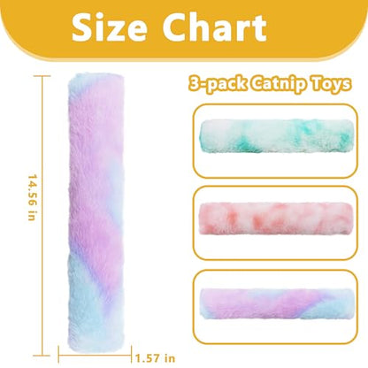 3 Pack Catnip Toys,Soft and Durable Cat Pillows Toys, Rich Color Catnip Toys,Indoor Interactive Cat Kicker Toy, Companion Toys for Cats (Pastel Set) - color: Pastel Set