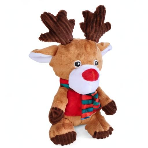 Blnboimrun Christmas Reindeer Plush Dog Toy with Squeaker, Holiday Chew Toys for Puppy Teething, Interactive Stuffed Animal with Crinkle Paper for Small Medium Dogs, Best Gift for Pets - color: Brown Reindeer
