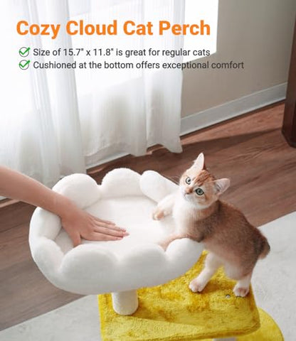 Happi N Pets Cat Tree, 33" Multi-Level Cloud Cat Tree Tower with Cozy Padded Bed & Large Condo for All Sized Cats, Featuring Scratching Posts, Viewing Perch & Toys, Stable Small Cat Tower - size: 33" with Condo