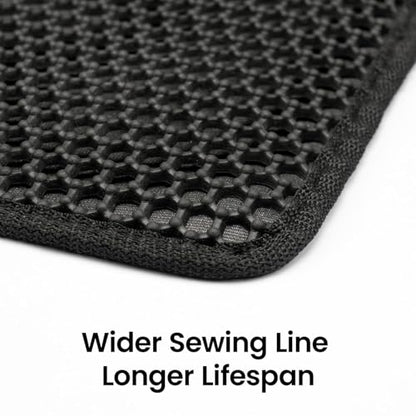 Cat Litter Mat Compact Size 23.6"x14.6" for Small Spaces, Upgrade Waterproof Leakproof Back Layer, Honeycomb Trapping Mat, Washable, Easy to Clean, Scatter Control Kitty Litter Matt, Black - color: Black