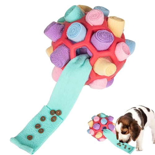 Mira's Pocket Dog Snuffle Ball Toy, Mental Stimulation Chew Toy for Dogs & Cats, 14cm Licking Mat Treat Dispensing Ball with Hollow Design, Slow Feeder for Fast Eaters (Red) - color: Red