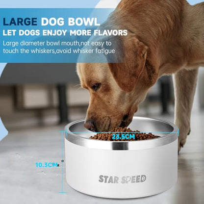 100oz Large Stainless Steel Dog Bowl. Extra Large Water Bowls for Large Dogs with Rubber Bottom, Drop Resistant and Durable, Keeps Cold, Fits Different Size Big Dog Food Bowls.(100 OZ, White) - color: White, size: 100oz