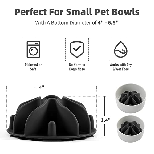 Jaoul Slow Feeder Dog Bowls Insert, Puzzle Slow Feeder Insert with 21 Octopus Suction Cups for Small Breed Dog Food Bowls (4 inch, Black) - color: Black, size: Small(4inch)