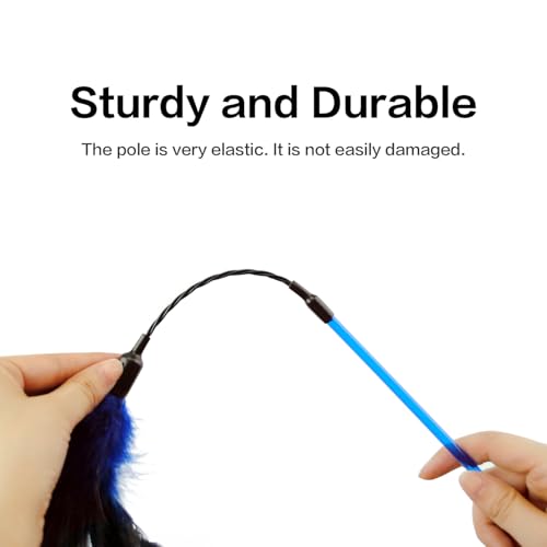 TTcat 3 PCS 22.8” Extra Long Cat Wand Toys Natural Feather Teaser Stick Toys,Interactive Toys for Indoor Cat and Kitten.