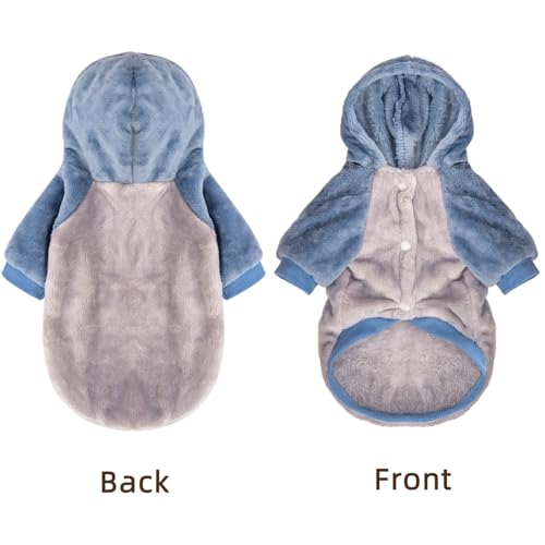 FabriCastle Dog Hoodie Sweater for Small Dogs Boy and Girl, Dog Clothes S XS XXS Puppy Sweatshirt, Pet Outfit, Cat Clothing Super Soft Warm Snap On Closure (Lightgrey-Blue, XX-Small) - color: Lightgrey-Blue, size: XX-Small