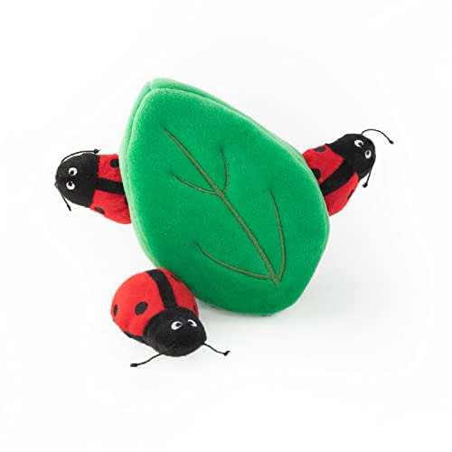 ZippyPaws Burrow- Interactive Dog & Puppy Toys for Boredom, Stimulating Pet Products to Keep them Busy, Hide & Seek Plush Dog Puzzle, Enrichment Squeaky Toy, For Small & Medium Dogs - Ladybugs in Leaf - style: Ladybug and Leaf