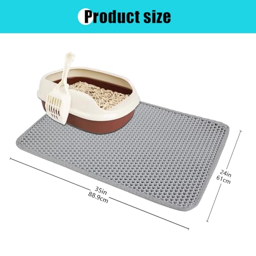 Cat Litter Mat, Kitty Litter Collector, Double Layered Honeycomb Design Waterproof, Anti Urine, Anti Slip, Easy to Clean, Limit Garbage (30"x24", Grey) - color: Gray, size: 24" x 30"
