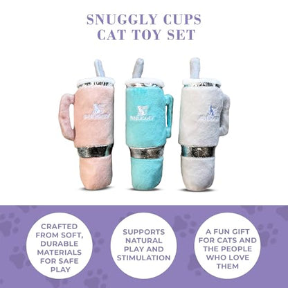 Haute Diggity Kitty Snuggly Cups Set, Plush Cat Toys Catnip Filled with Interactive Crackle Sound, Safe & Durable Toys for Cat & Kitten, 3 Pcs - style: Snuggly Cup Trio