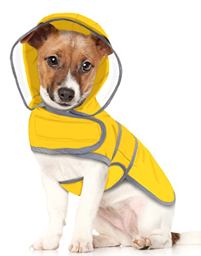 HDE Dog Raincoat with Clear Hood Rain Jacket Poncho for Small Medium Large Dogs Yellow - S - color: Yellow, size: Small
